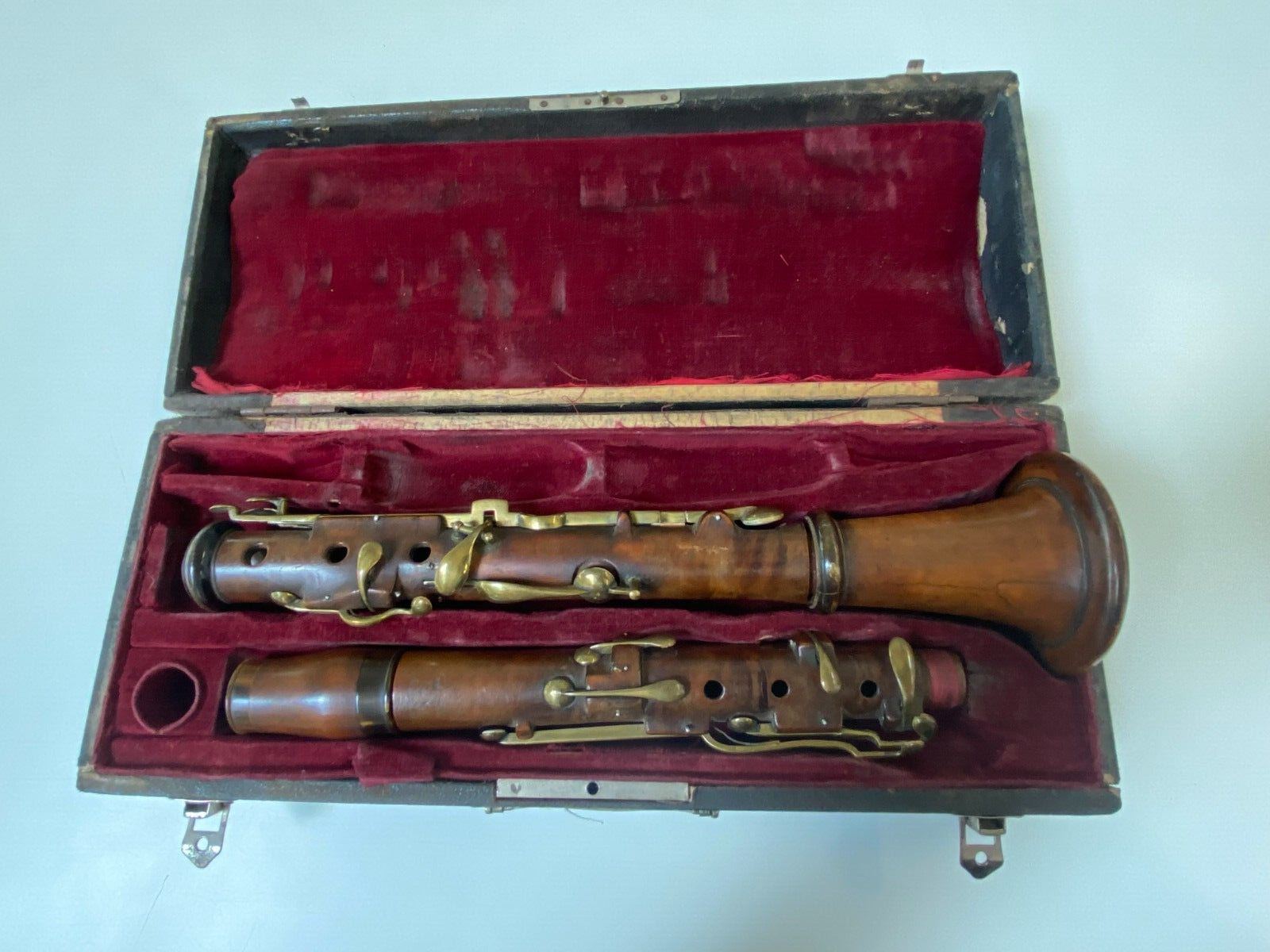 Antique 1880's Berthold German Boxwood Bb Clarinet, Length 571.5mm