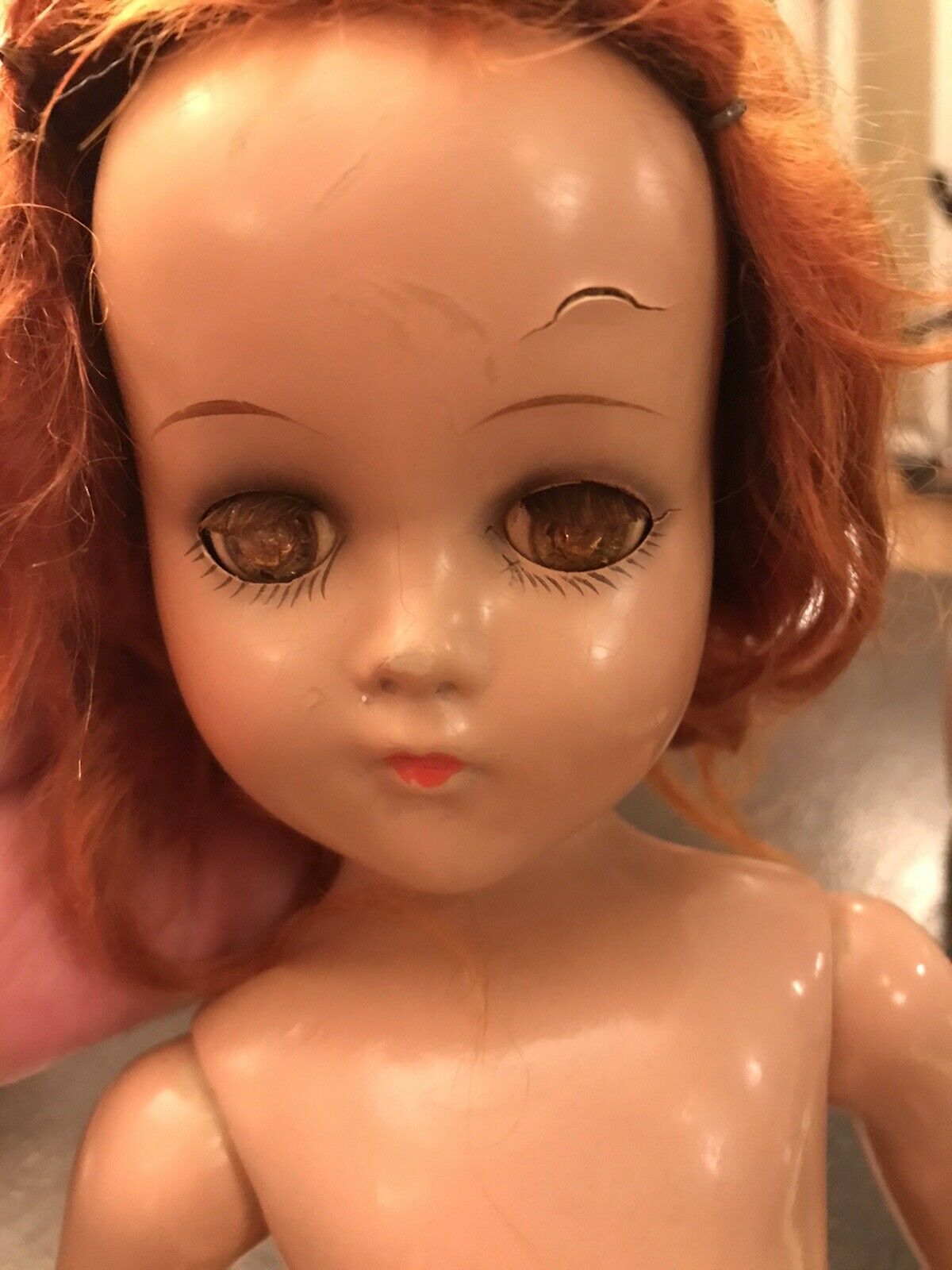 Vintaga Arranbee ? 17” Red Hair Doll Clothing Sleepy Eyes Composition