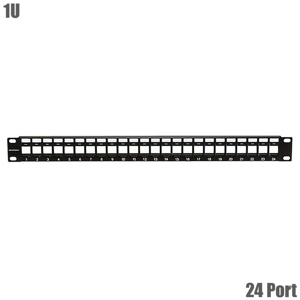 24 Port Keystone Jack Blank Patch Panel Rack Mount Network Cat6a Rj45 19" 1u