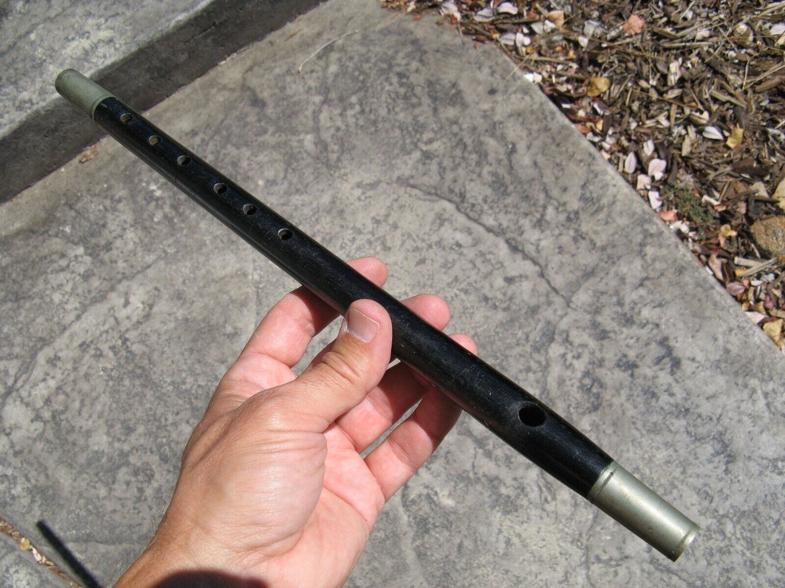 Antique Fife Flute With Metal Caps Black