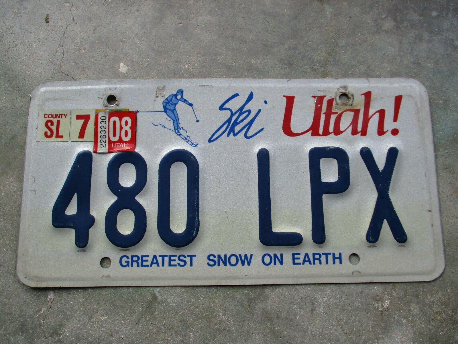 Utah Ski Ut. 2008 License Plate #   480  Lpx