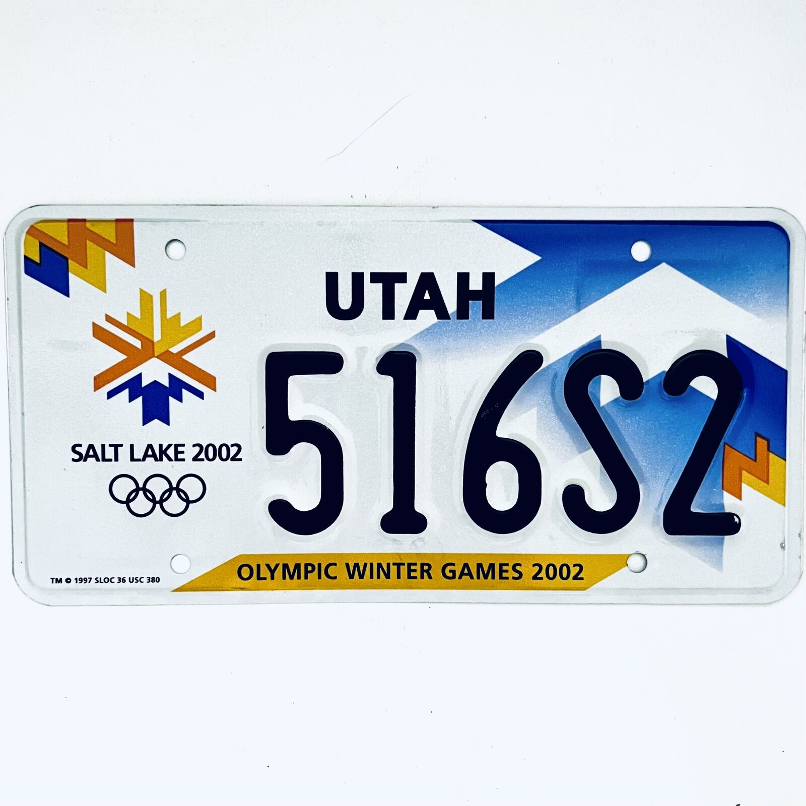 2002 United States Utah Olympic Winter Games Passenger License Plate 516s2