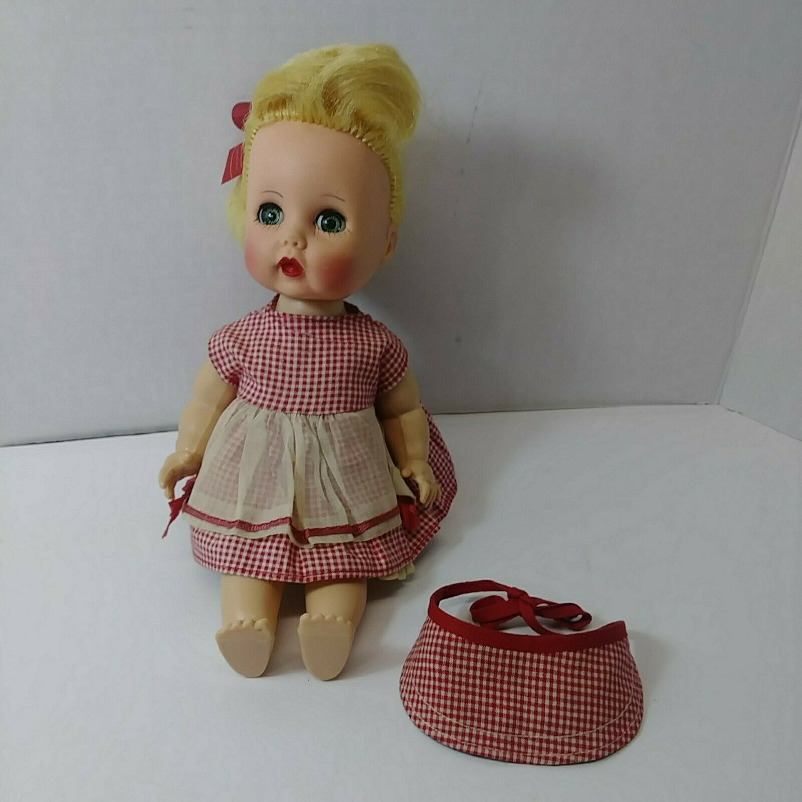 1957 Arranbee R&b Littlest Angel Walker Doll Original Red Gingham School Dress
