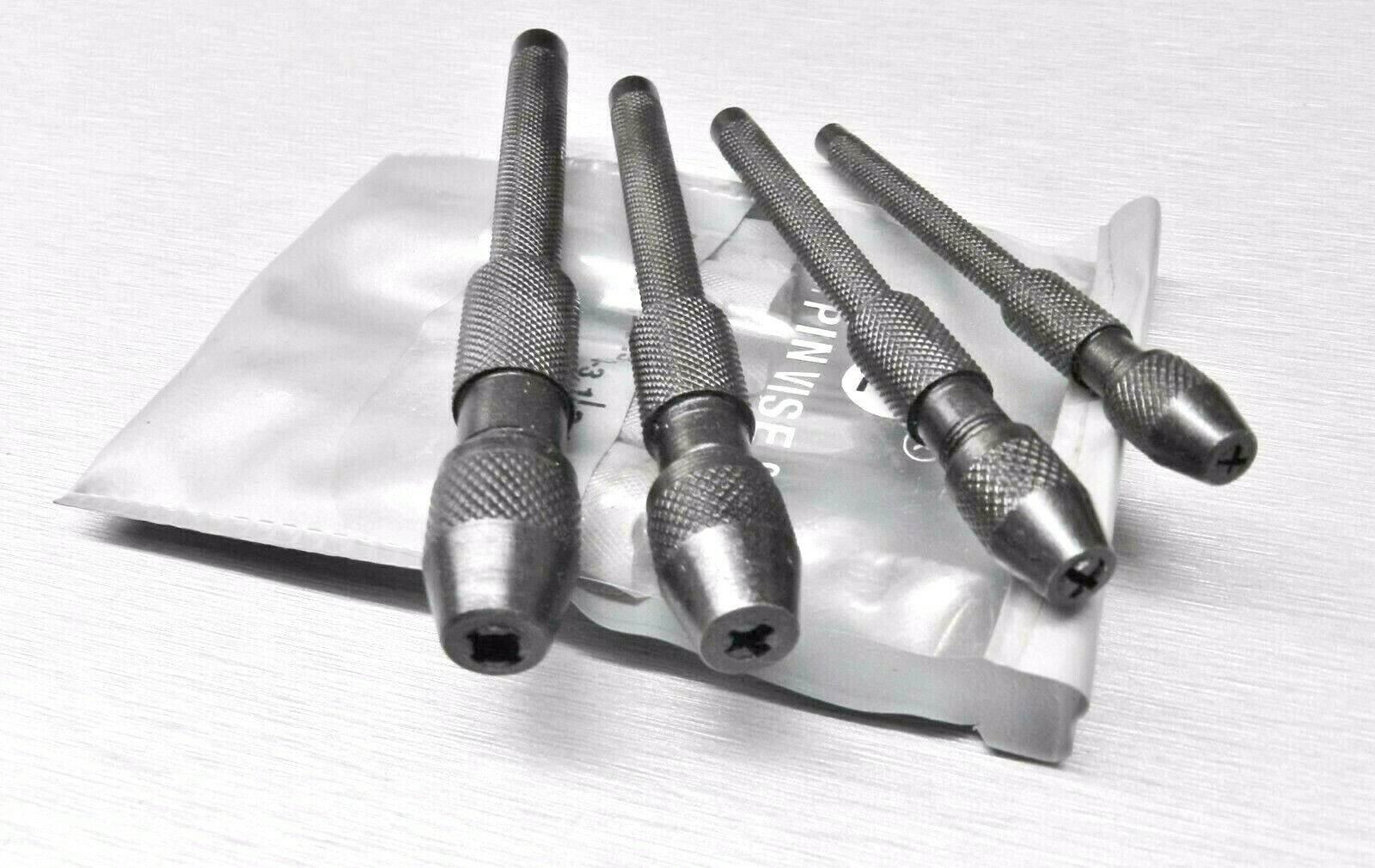 4 Pc Pin Vise Set Hand Held Hollow Handle Black Finish 4 Piece Vice Chuck Sizes