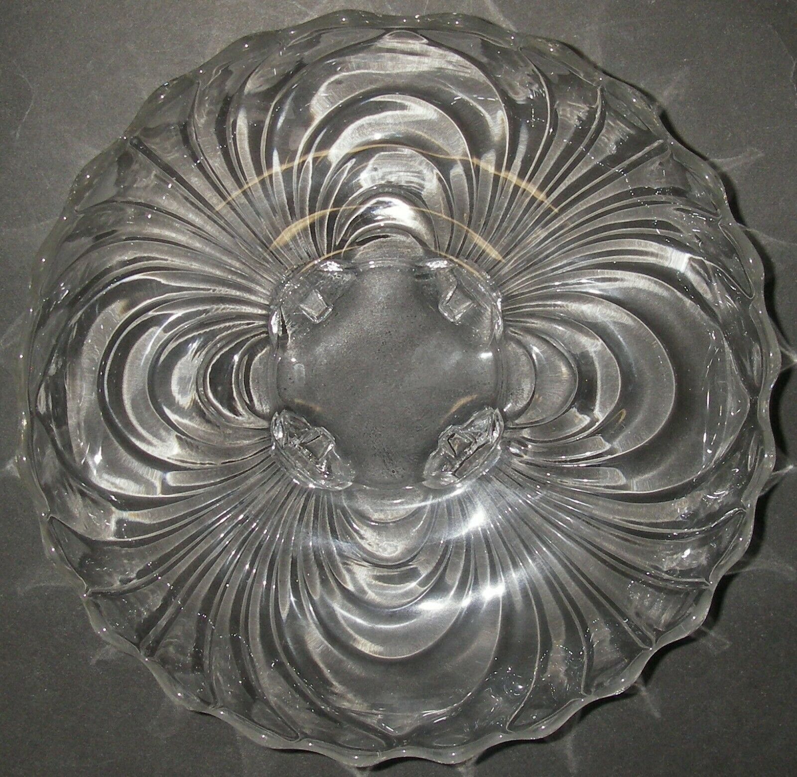 Cambridge Glass Caprice Clear Gardenia Bowl 10" 4-toed Elegant Glassware